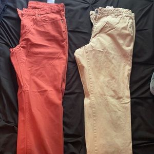 Two Pairs of Pants (34X32) (Red & Khaki)